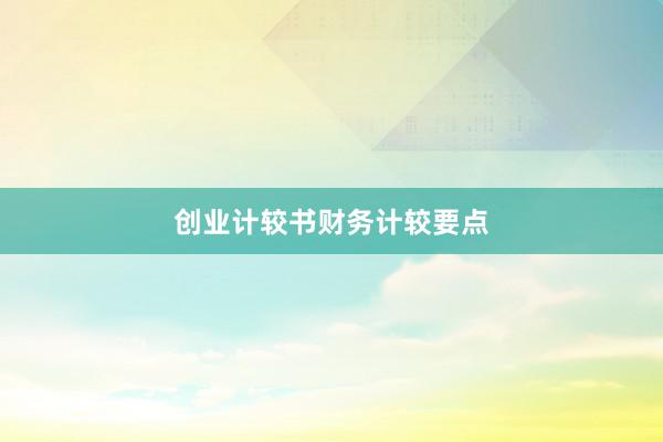 创业计较书财务计较要点